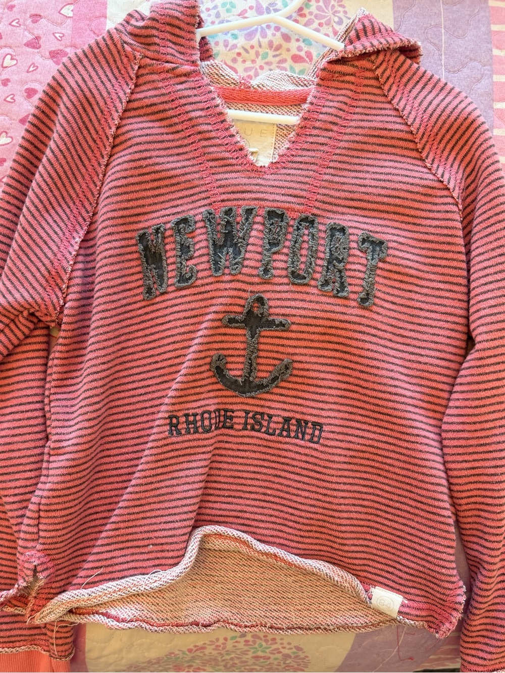 Newport Anchor Striped Hooded Sweater - Pink